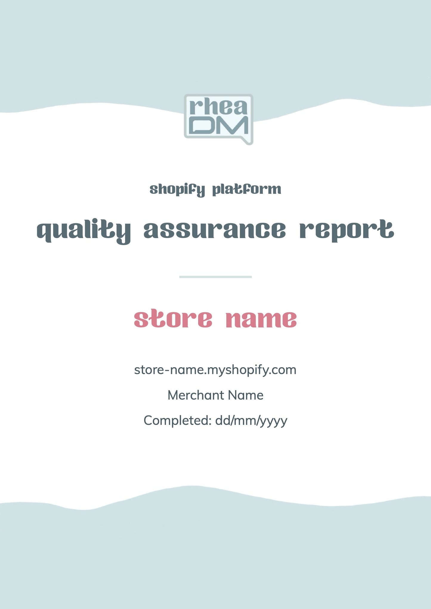 quality assurance report - shopify platform